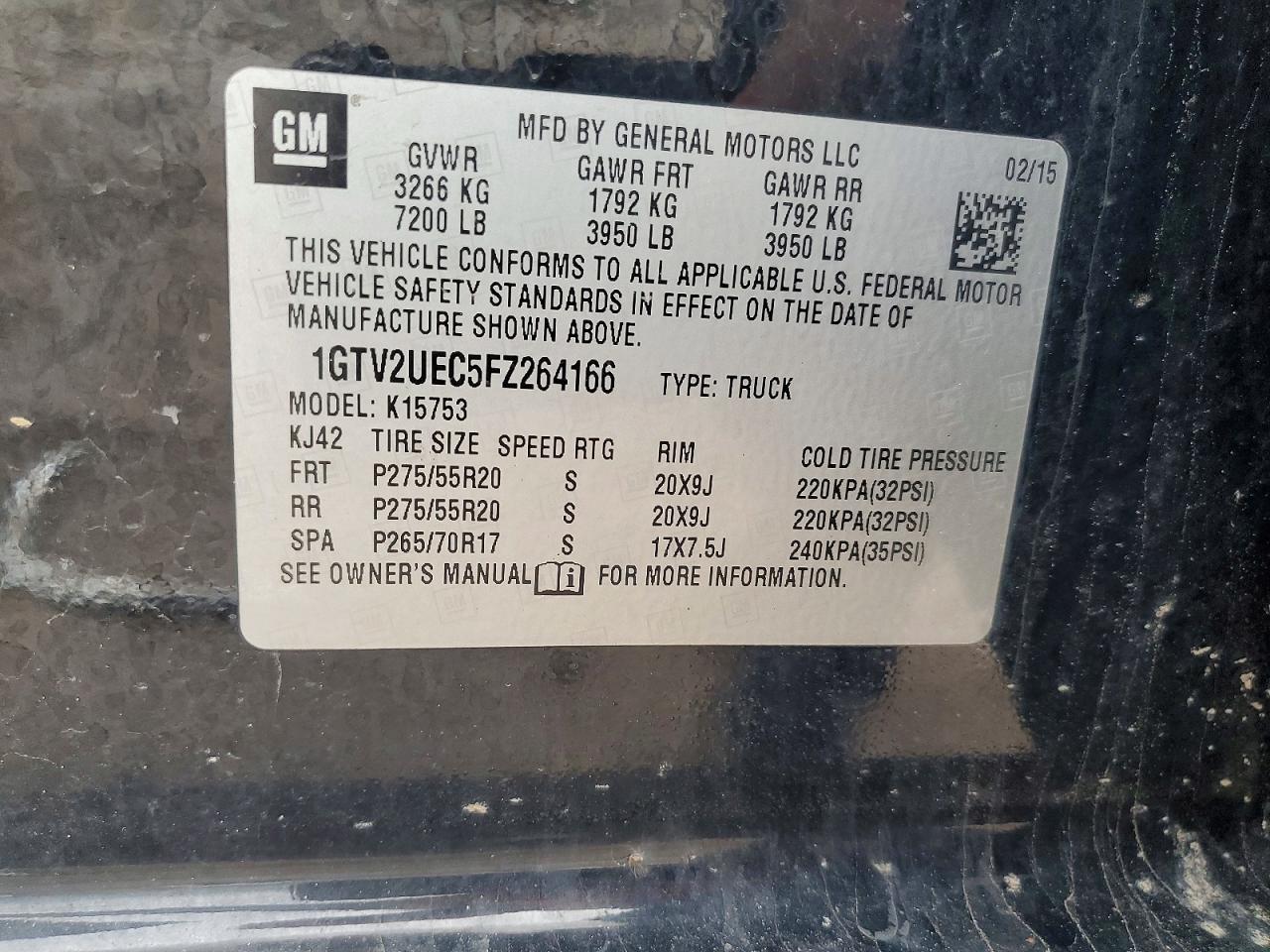 2015 GMC Siera15002wd