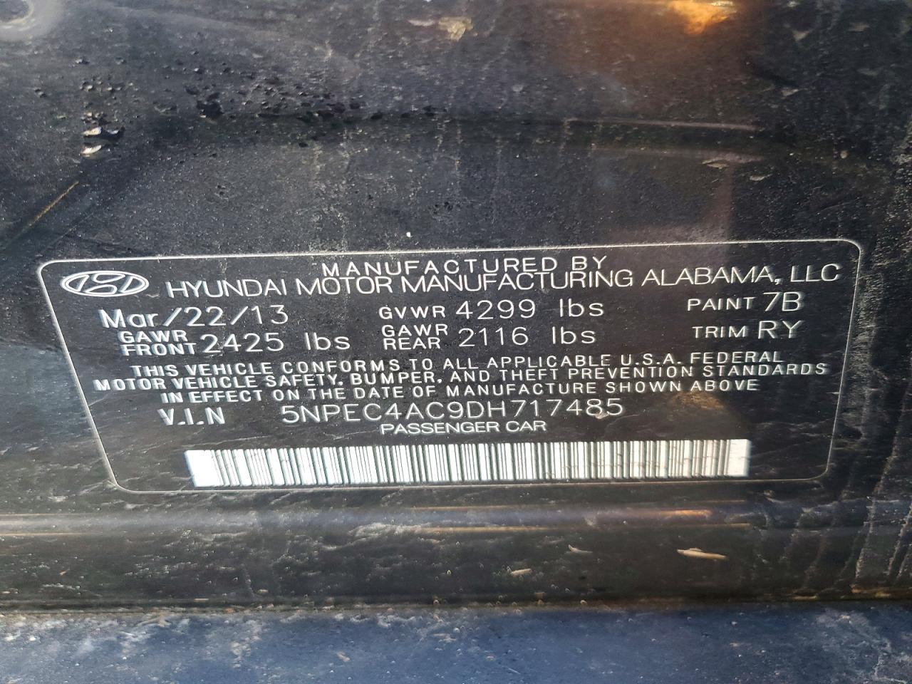 2013 HYUNDAI SONATA
