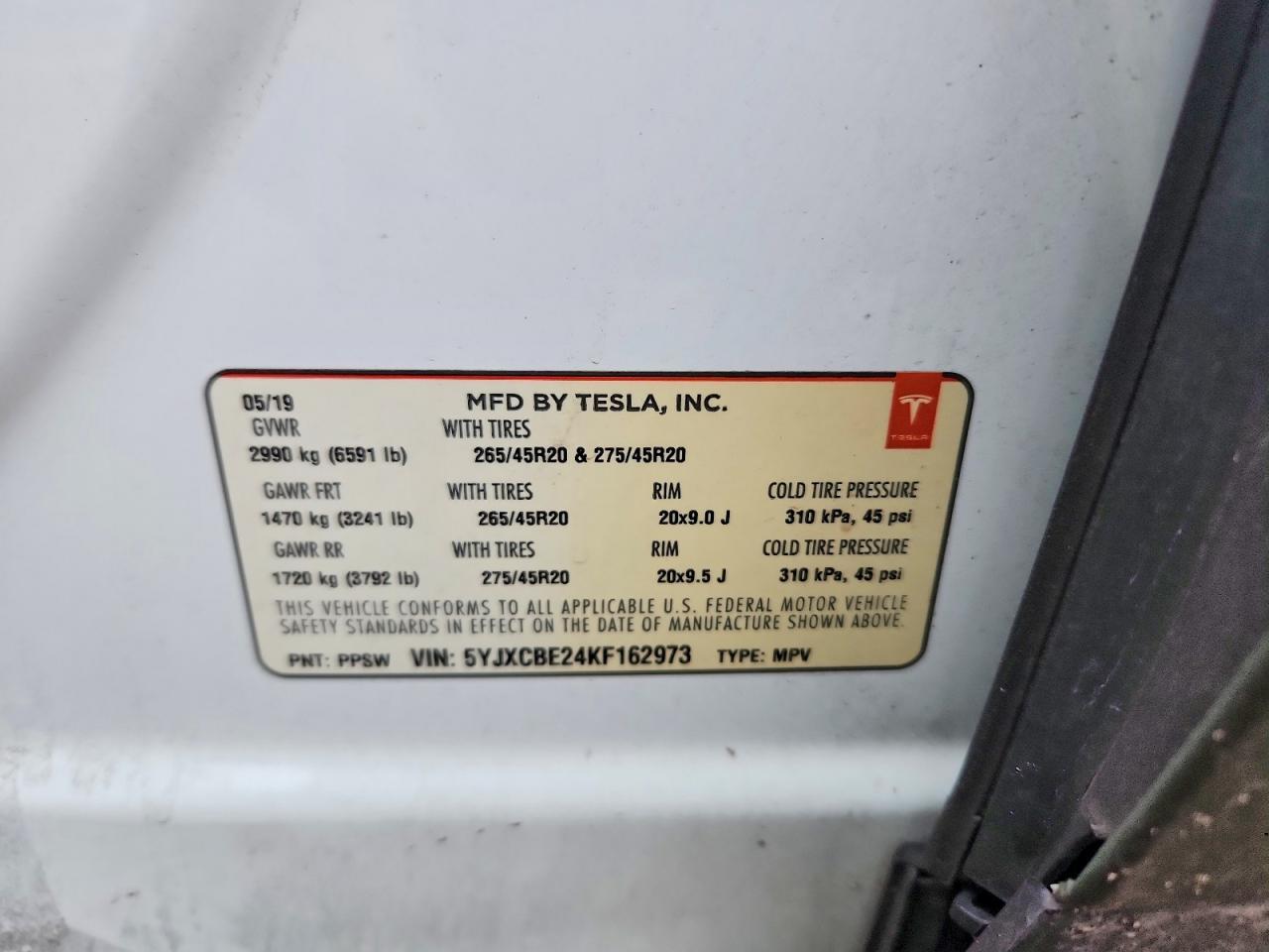 2019 TESLA MODEL X