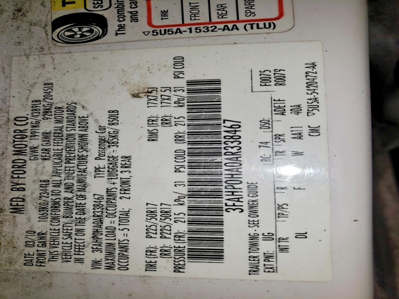 2010 FORD FUSION