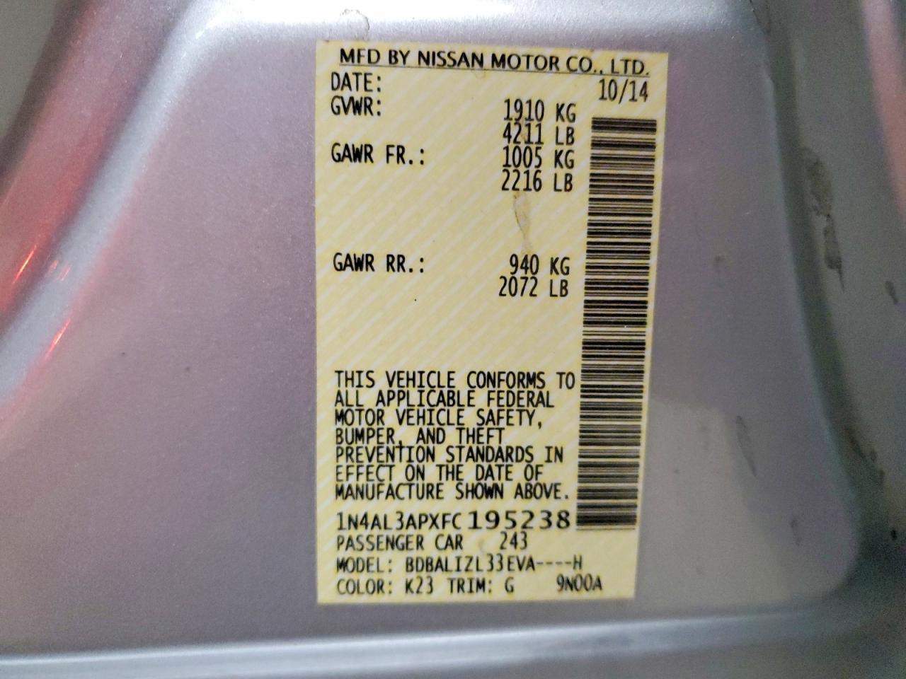 2015 NISSAN ALTIMA