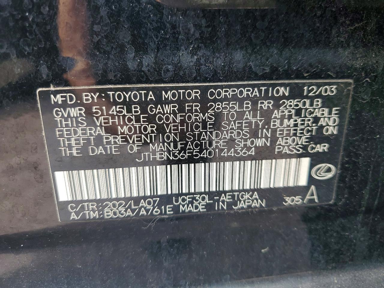 2004 LEXUS Ls 430