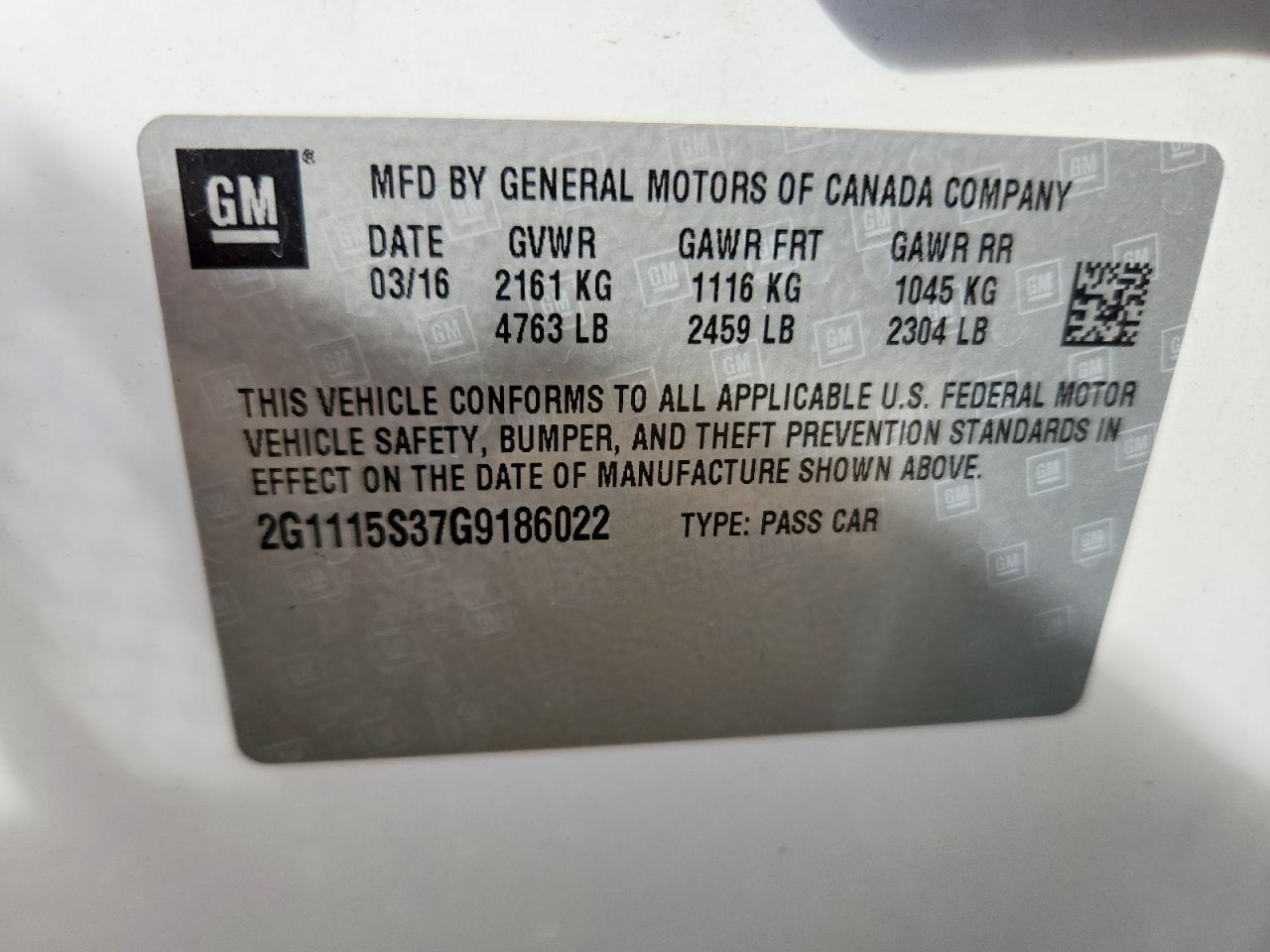 2016 CHEVROLET IMPALA
