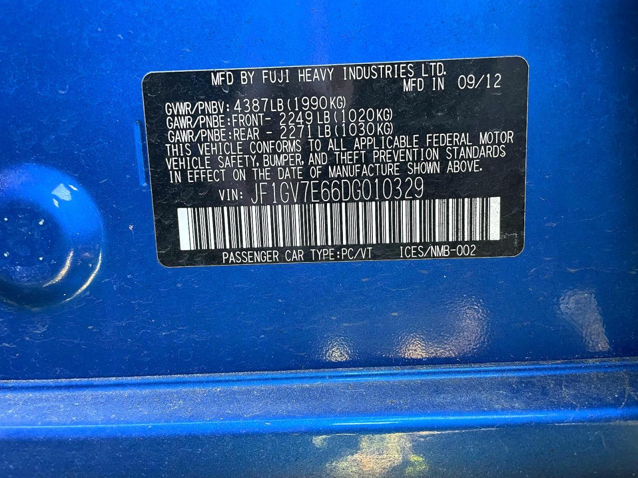 2013 SUBARU IMPREZA