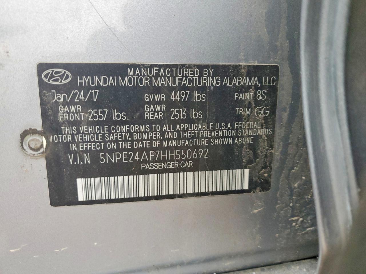 2017 HYUNDAI SONATA