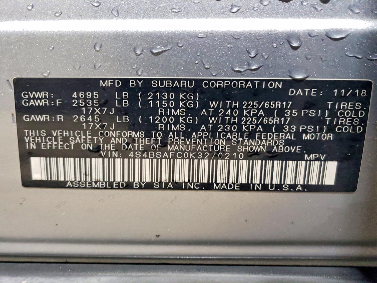 2019 SUBARU Outback