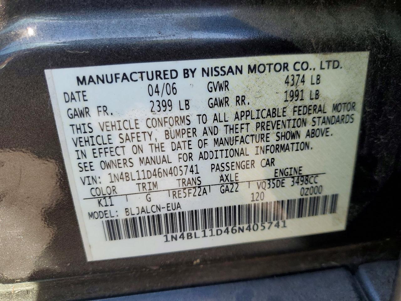 2006 NISSAN ALTIMA