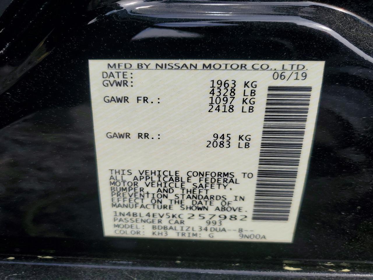 2019 NISSAN ALTIMA