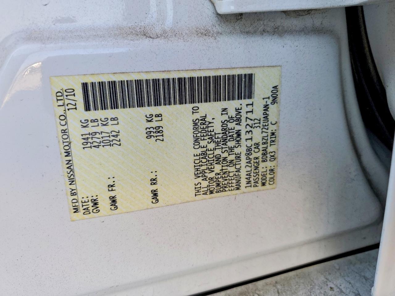 2011 NISSAN ALTIMA