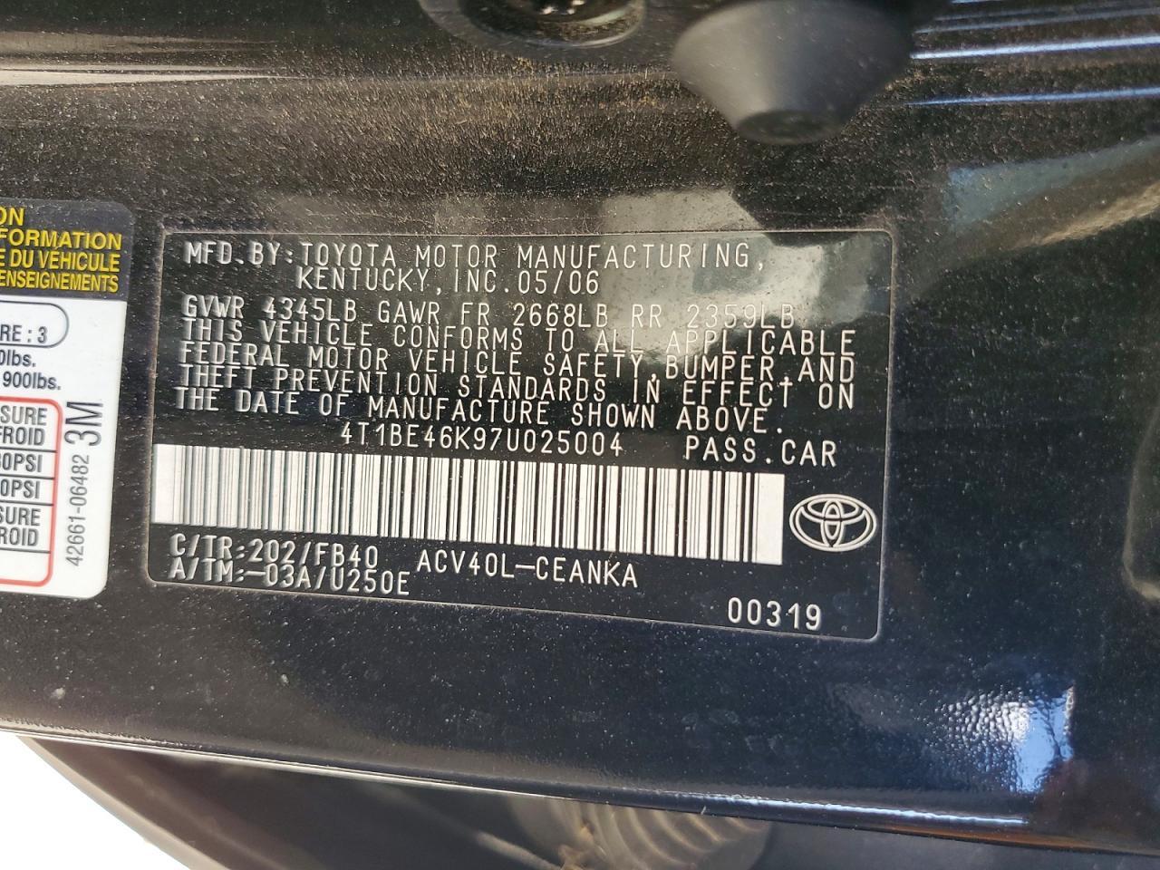 2007 TOYOTA CAMRY