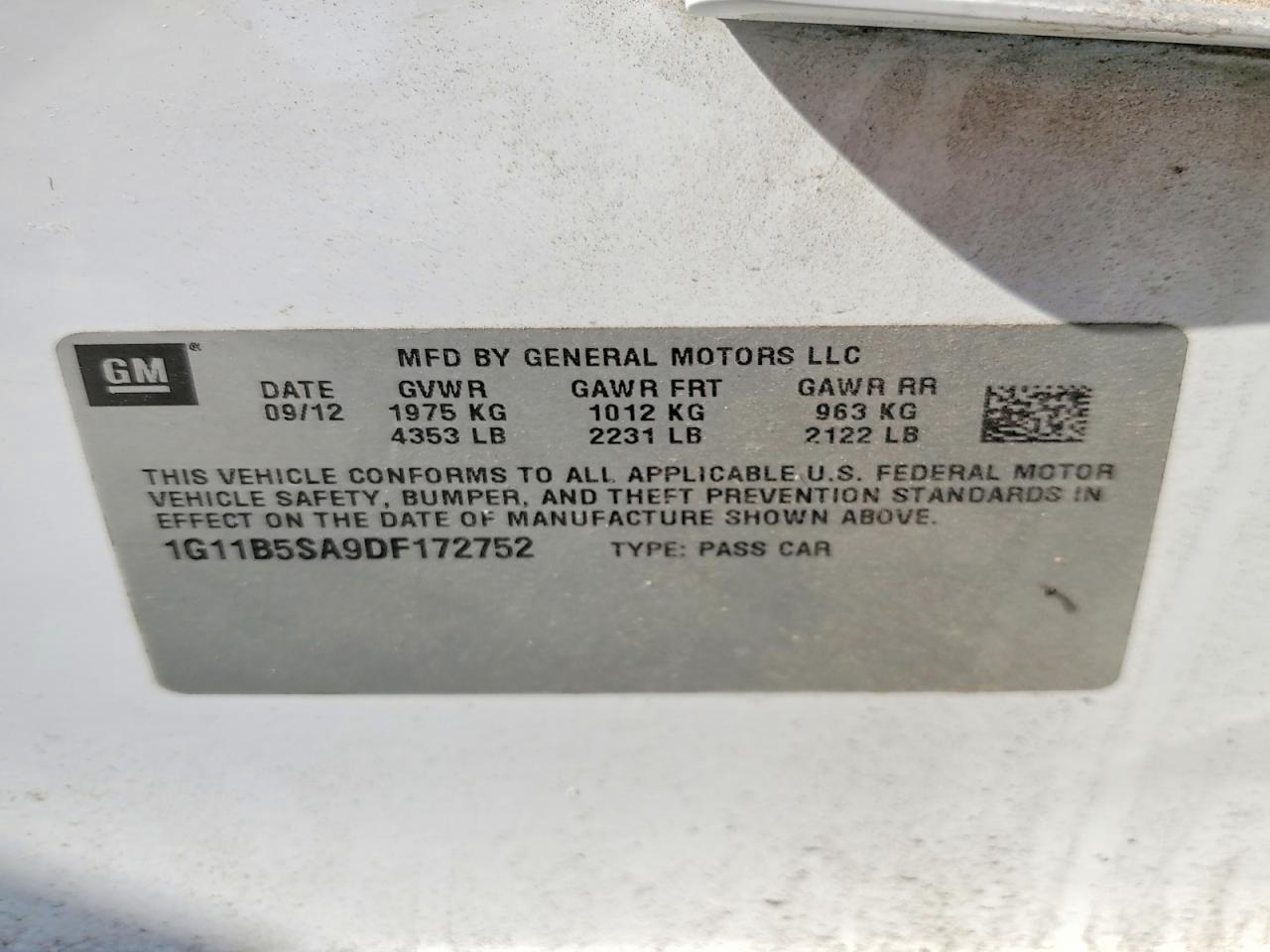 2013 CHEVROLET MALIBU