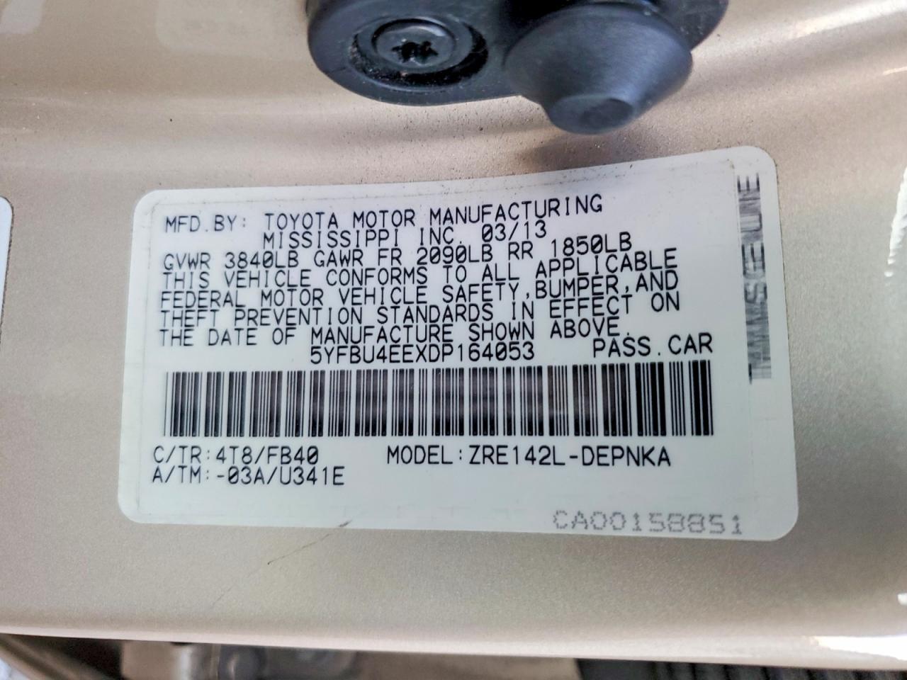 2013 TOYOTA COROLLA