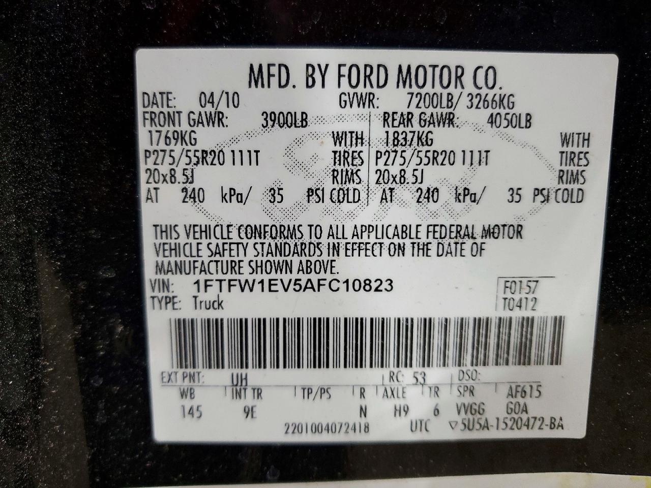 2010 FORD F-150 Lightning
