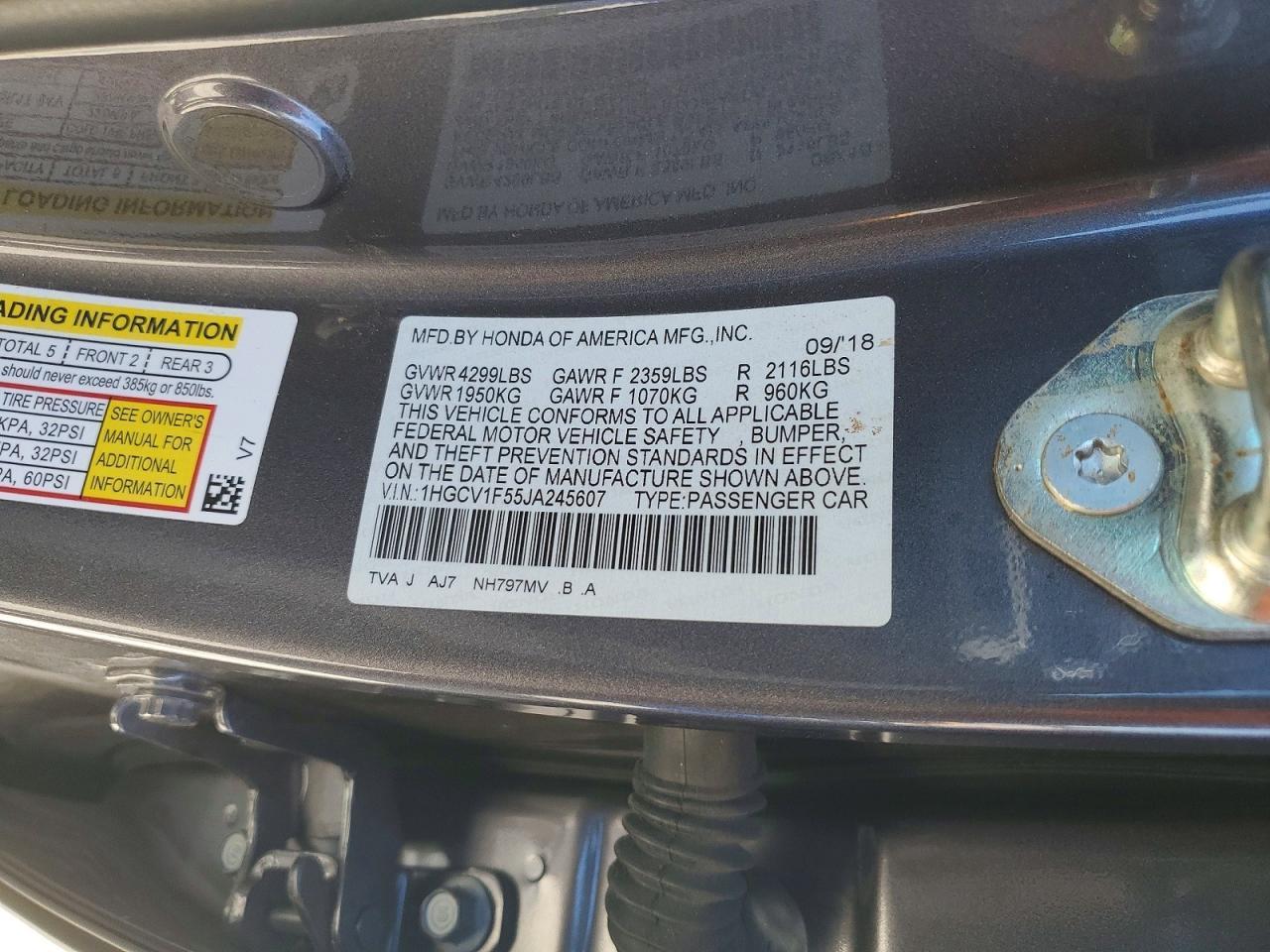 2018 HONDA ACCORD