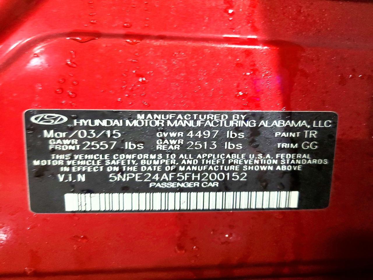 2015 HYUNDAI SONATA