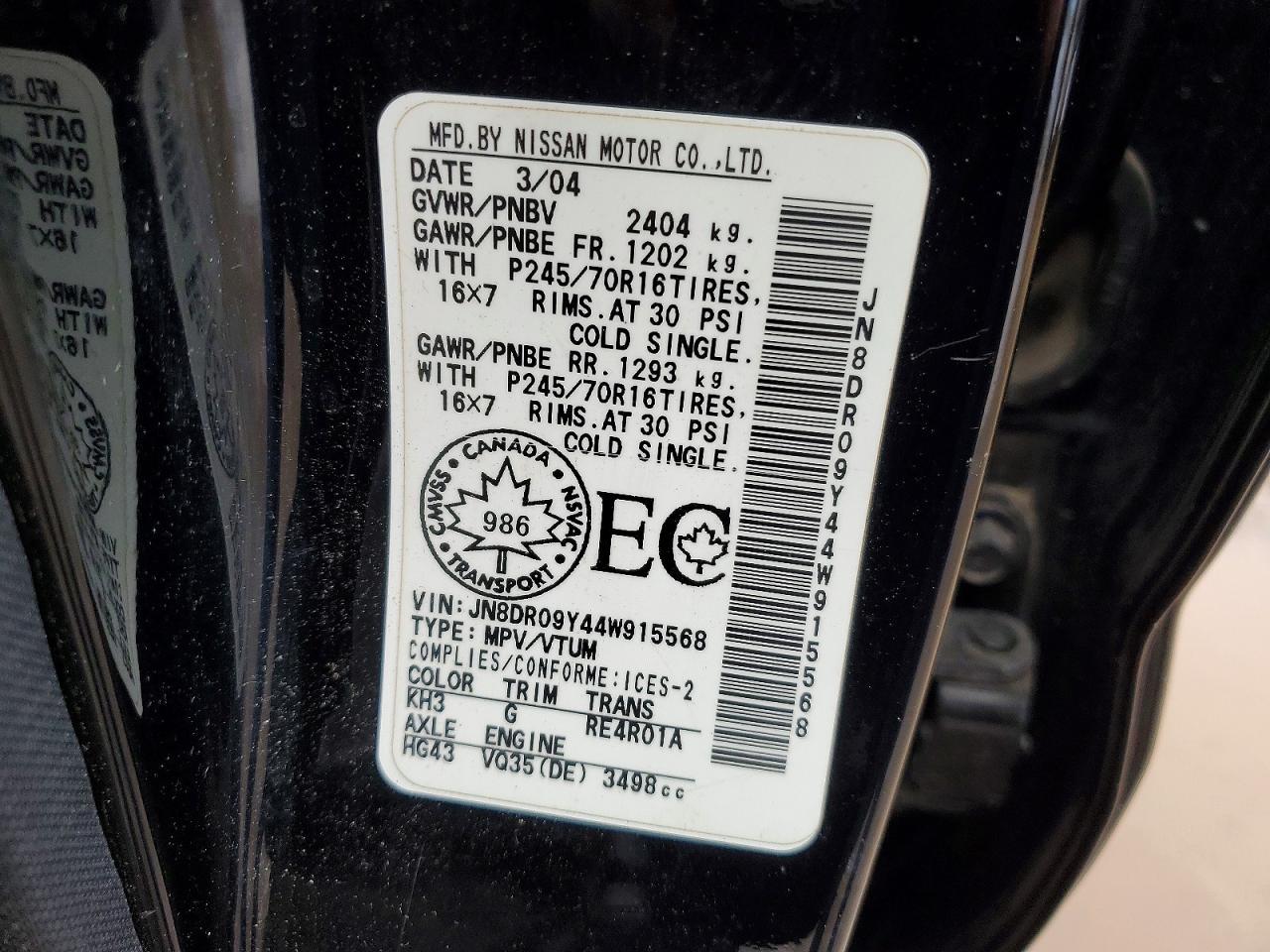 2004 NISSAN PATHFINDER