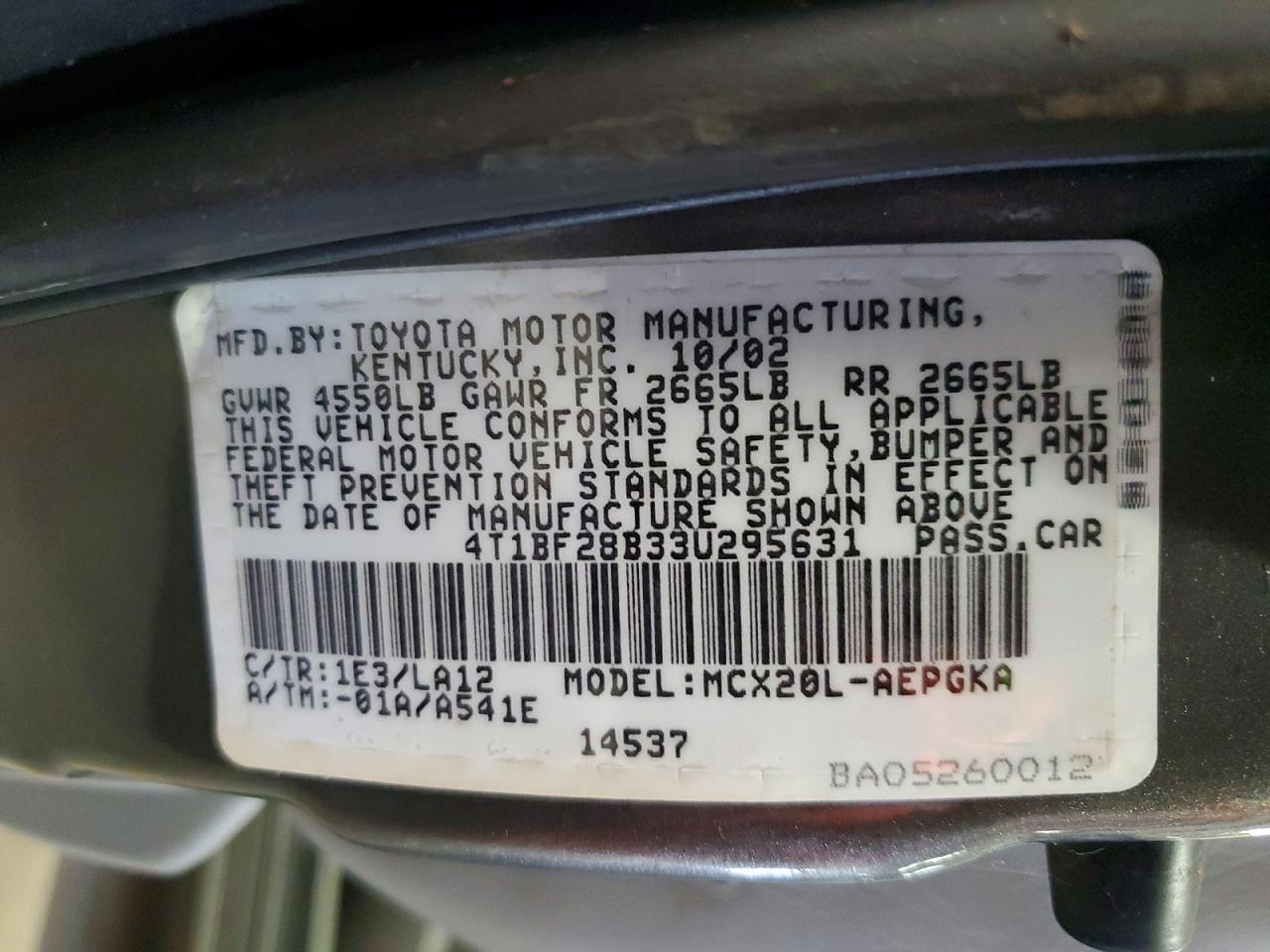 2003 TOYOTA Avalon
