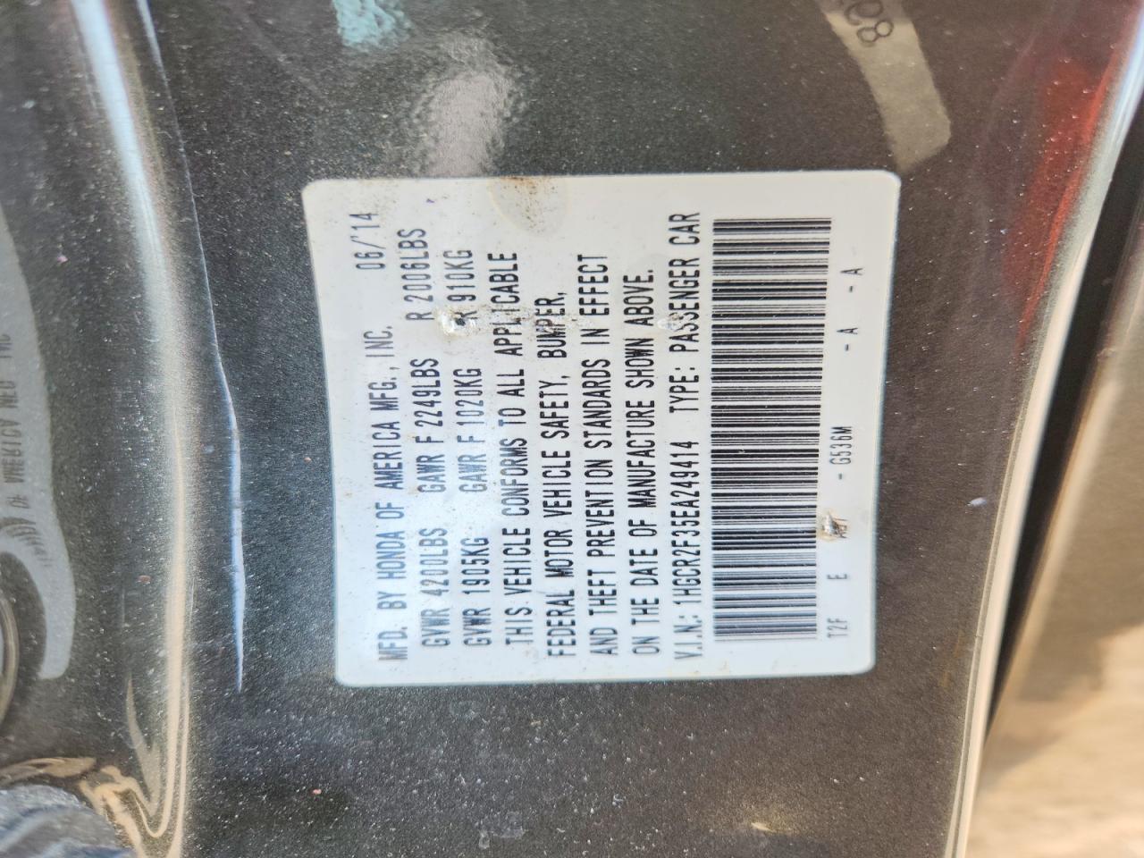 2014 HONDA ACCORD