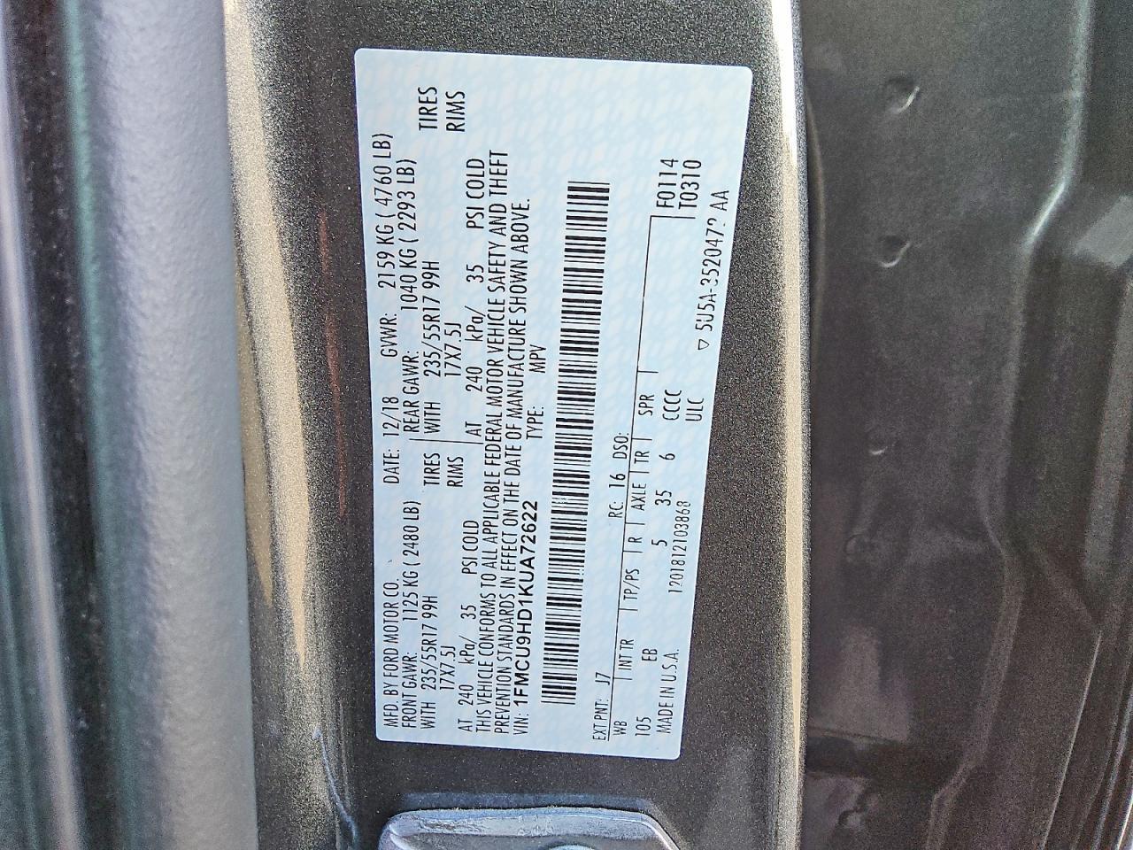 2019 FORD ESCAPE