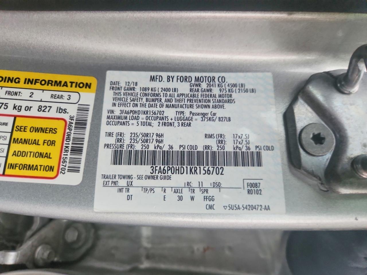 2019 FORD FUSION