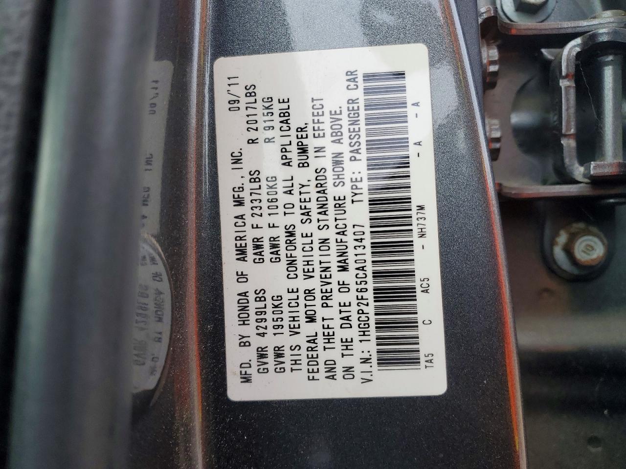 2012 HONDA ACCORD