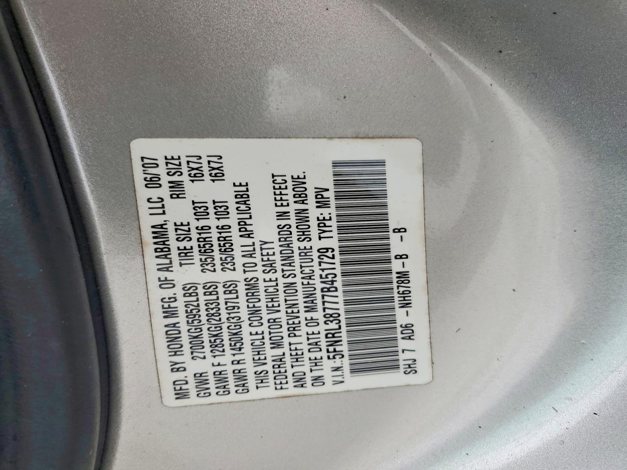 2007 HONDA ODYSSEY