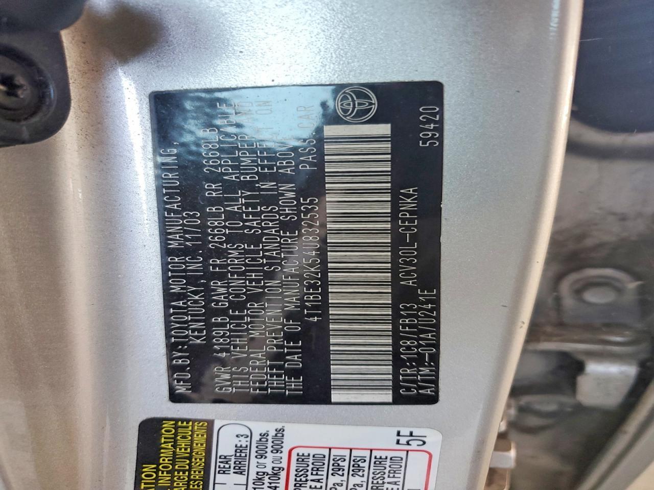 2004 TOYOTA CAMRY