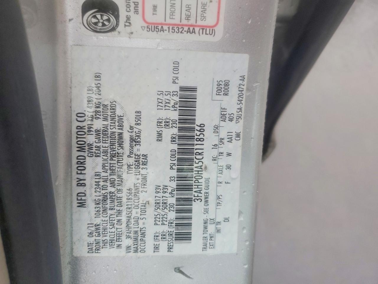 2012 FORD FUSION