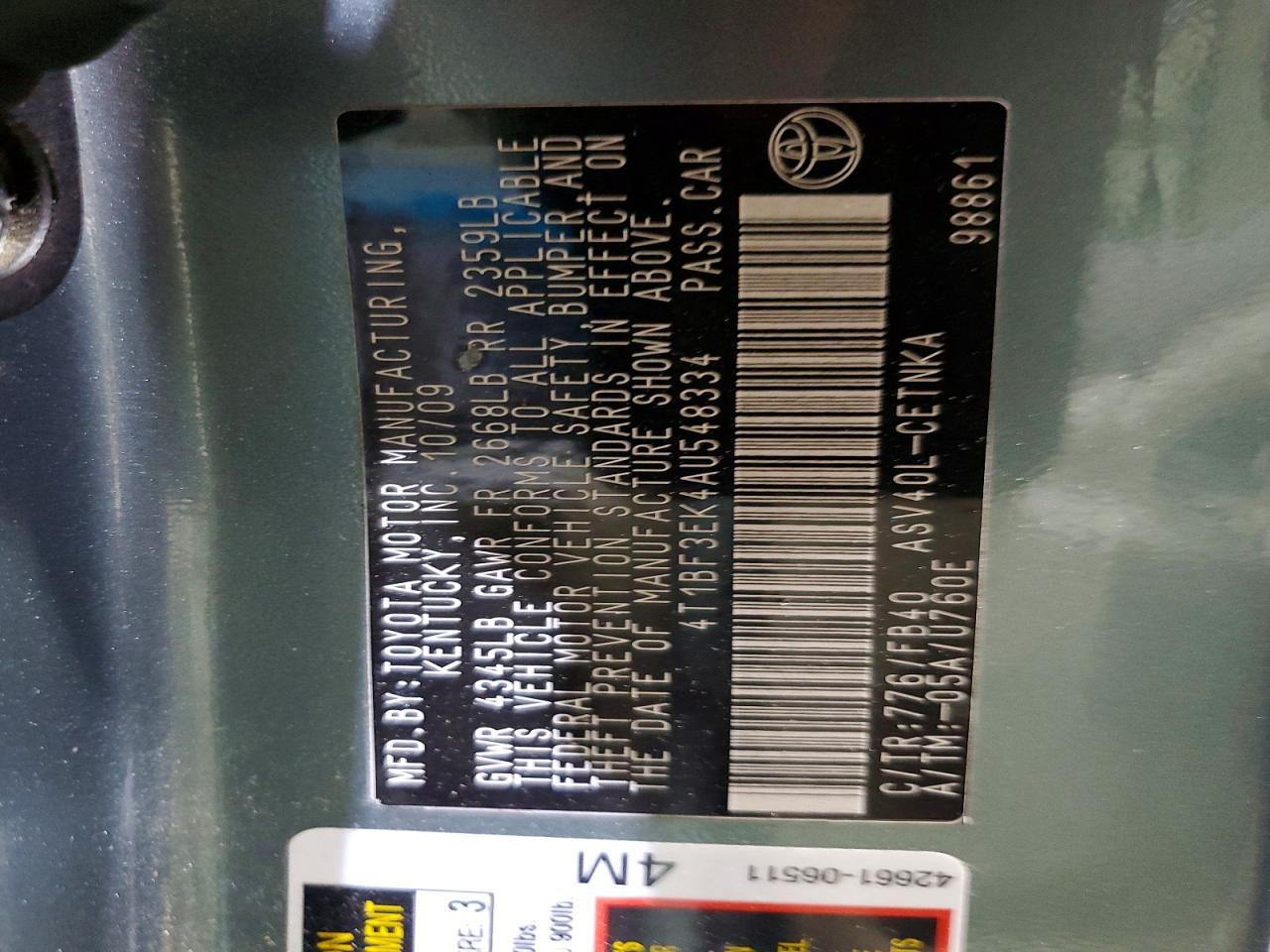 2010 TOYOTA CAMRY
