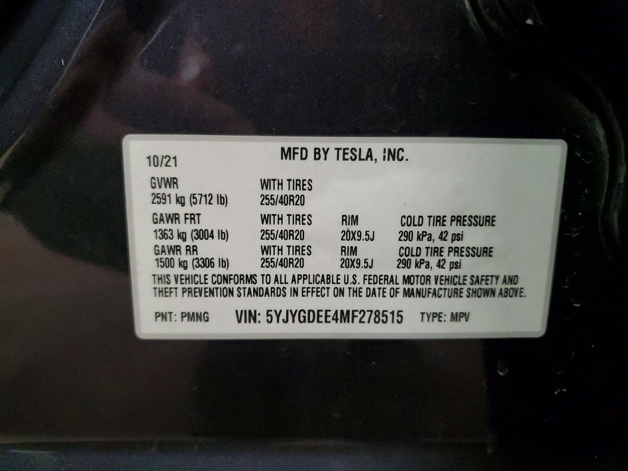 2021 TESLA MODEL Y