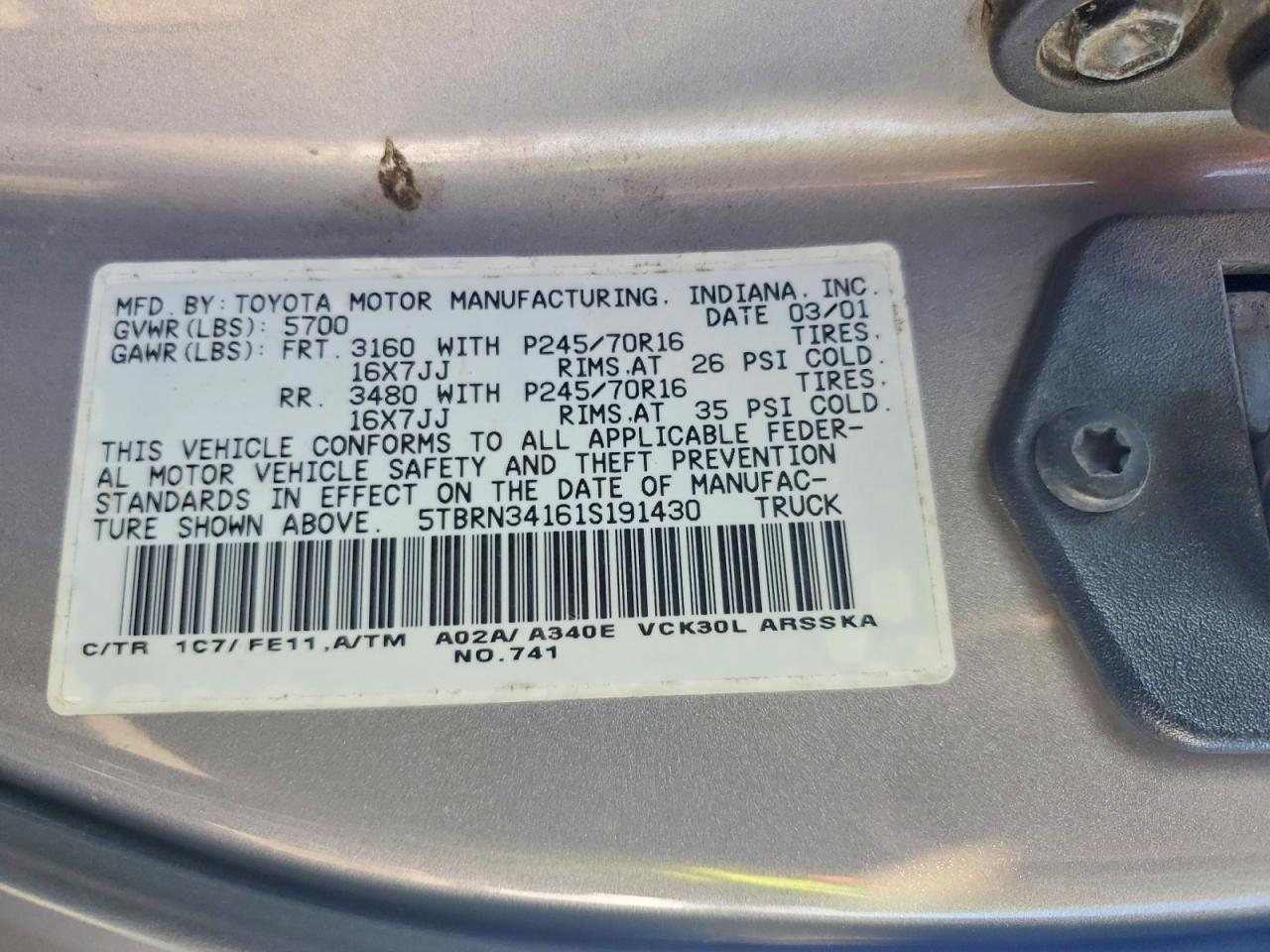 2001 TOYOTA TUNDRA
