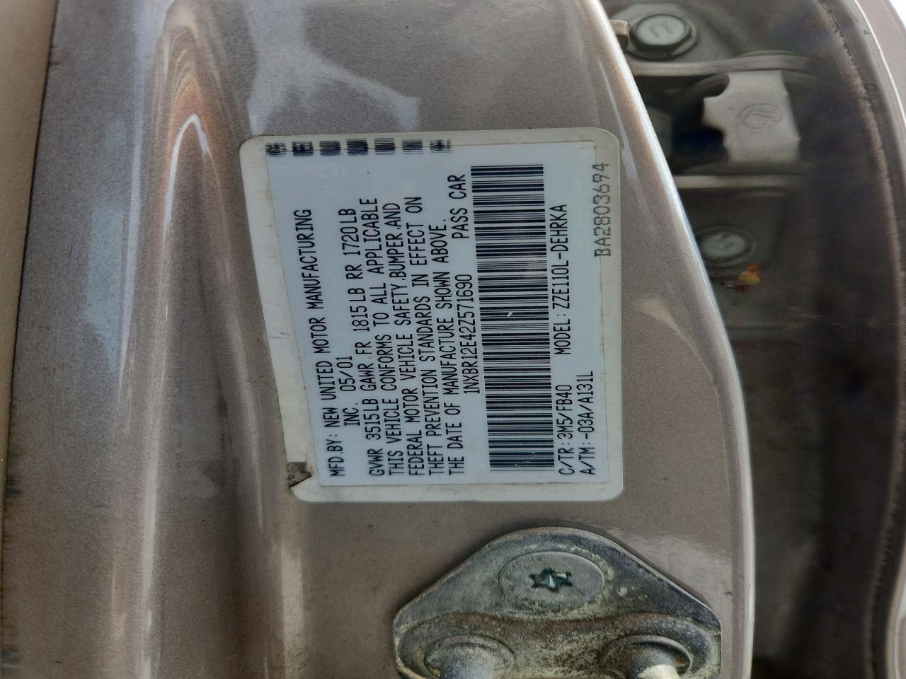 2002 TOYOTA COROLLA