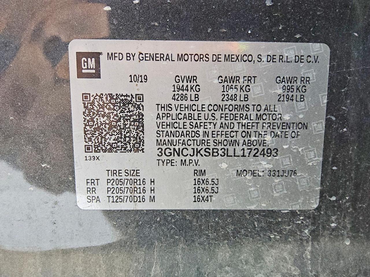 2020 CHEVROLET TRAX