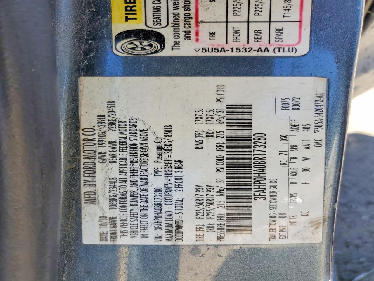 2011 FORD FUSION