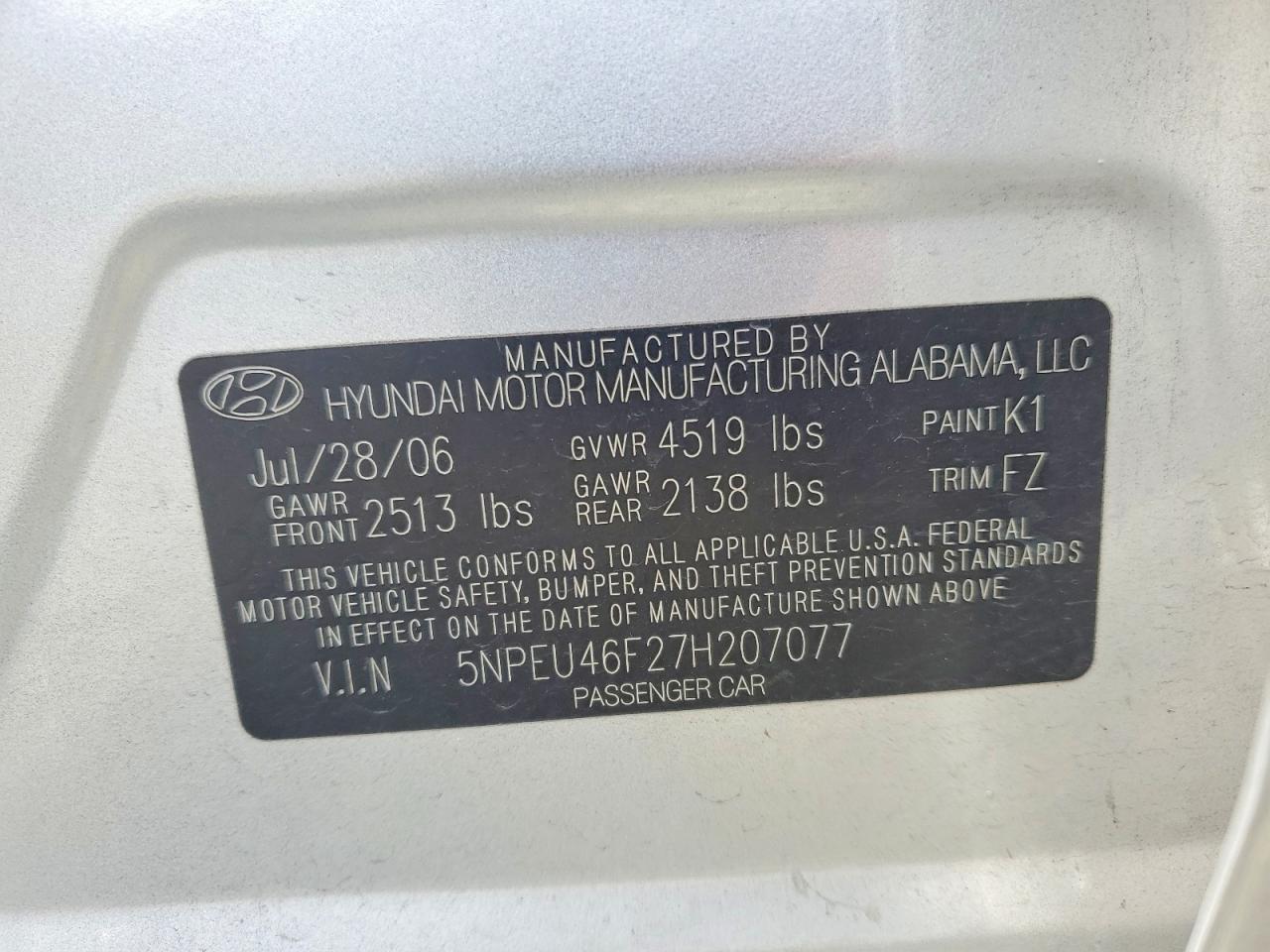 2007 HYUNDAI SONATA