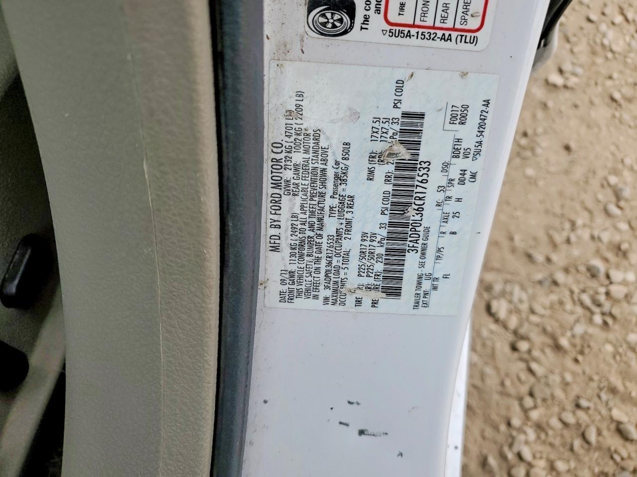 2012 FORD FUSION