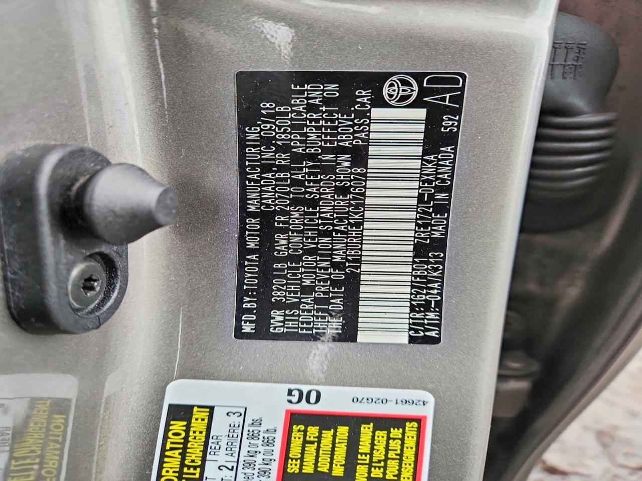 2019 TOYOTA COROLLA