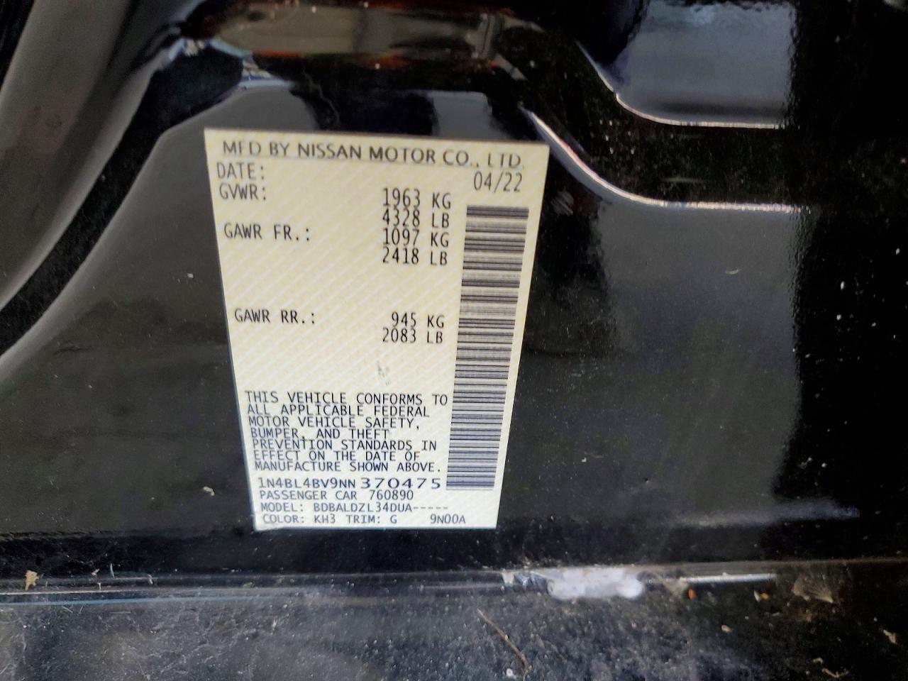 2022 NISSAN ALTIMA