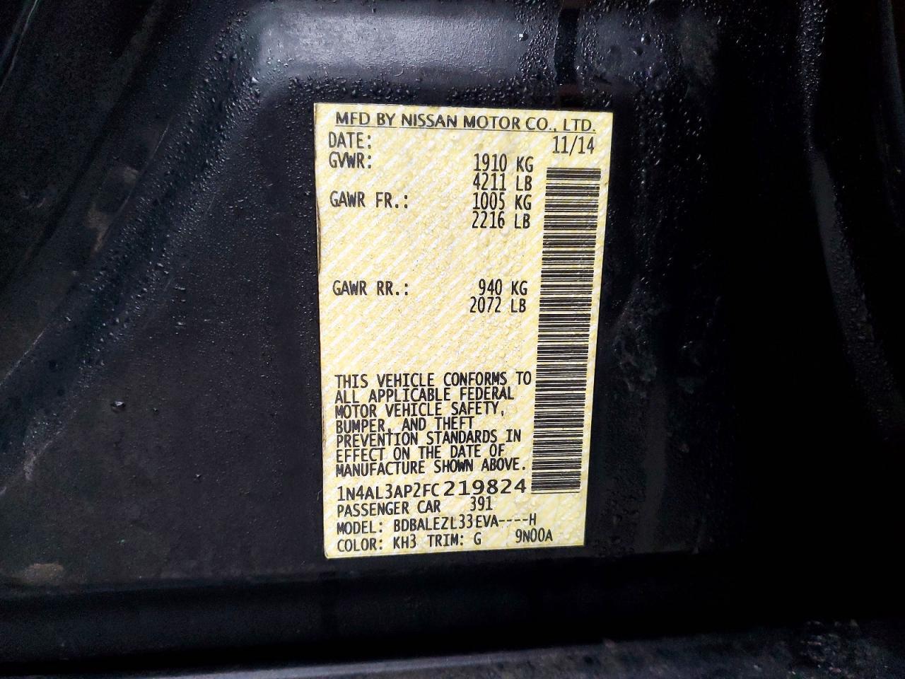 2015 NISSAN ALTIMA
