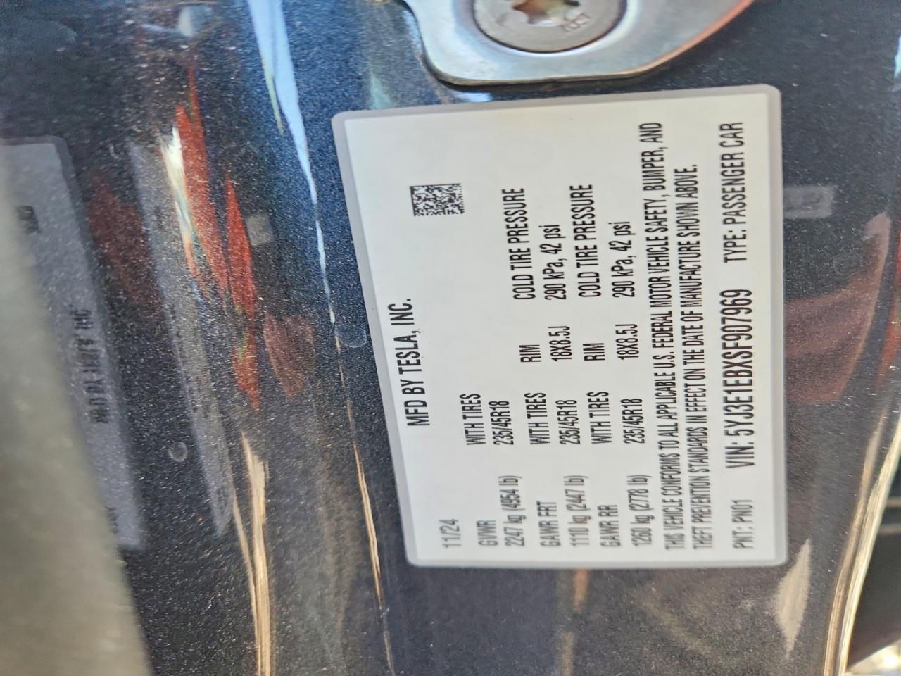2025 TESLA MODEL 3