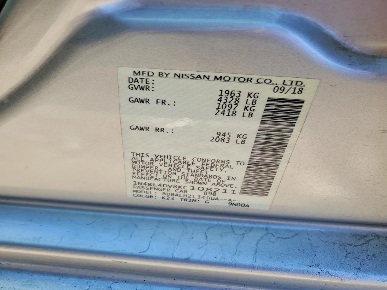 2019 NISSAN ALTIMA