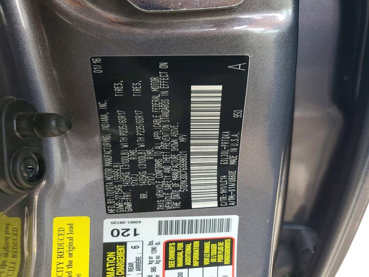 2016 TOYOTA SIENNA