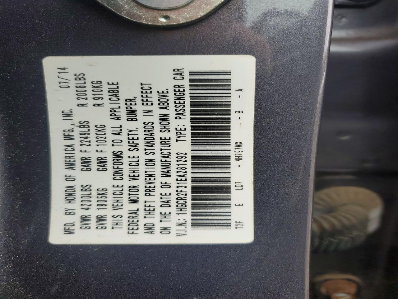 2014 HONDA ACCORD