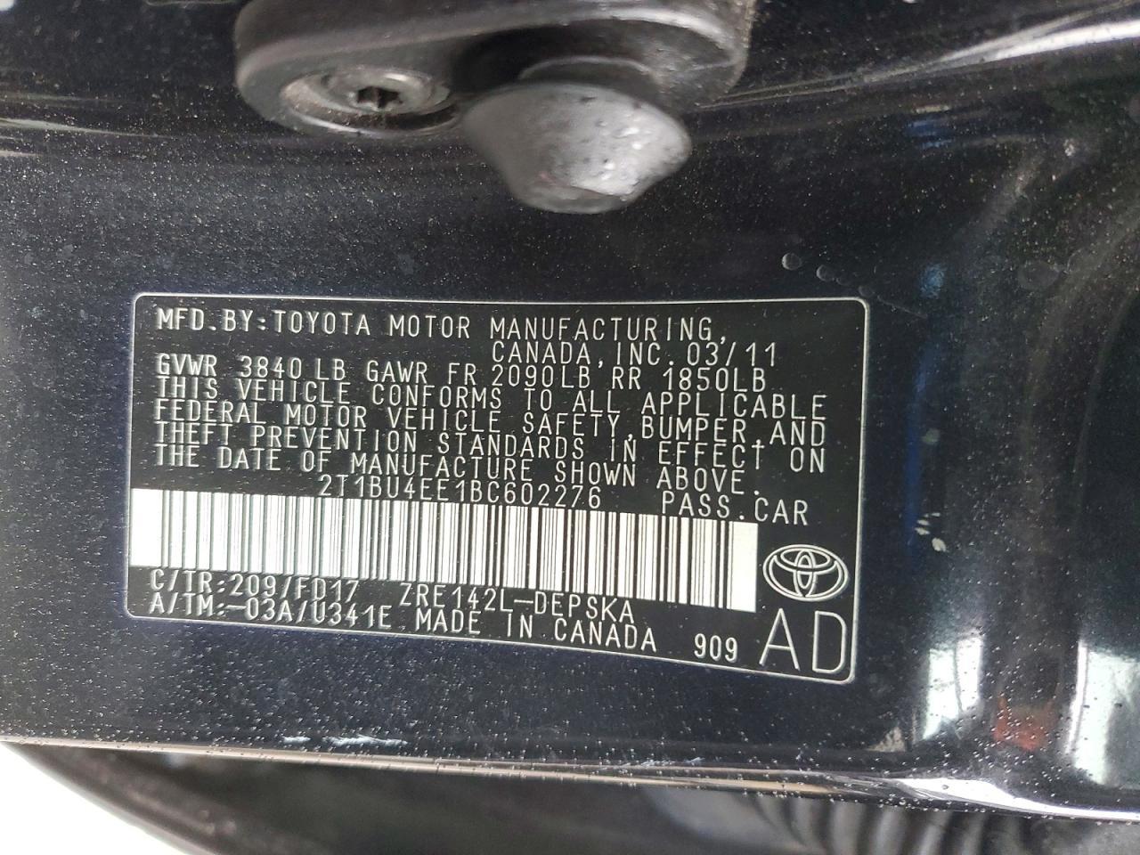 2011 TOYOTA COROLLA