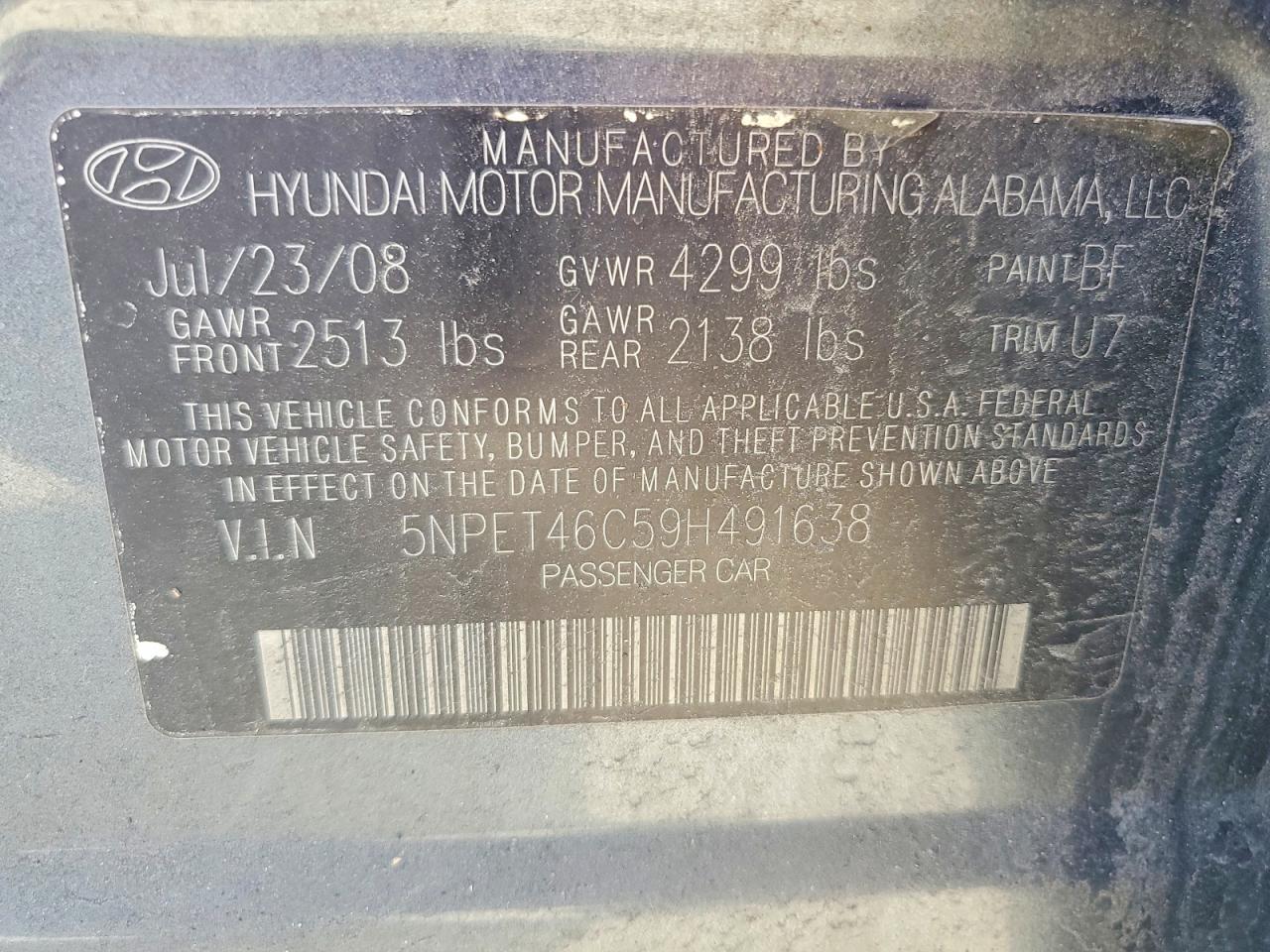 2009 HYUNDAI SONATA