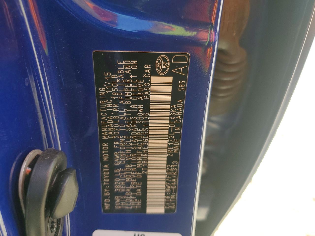 2016 TOYOTA COROLLA