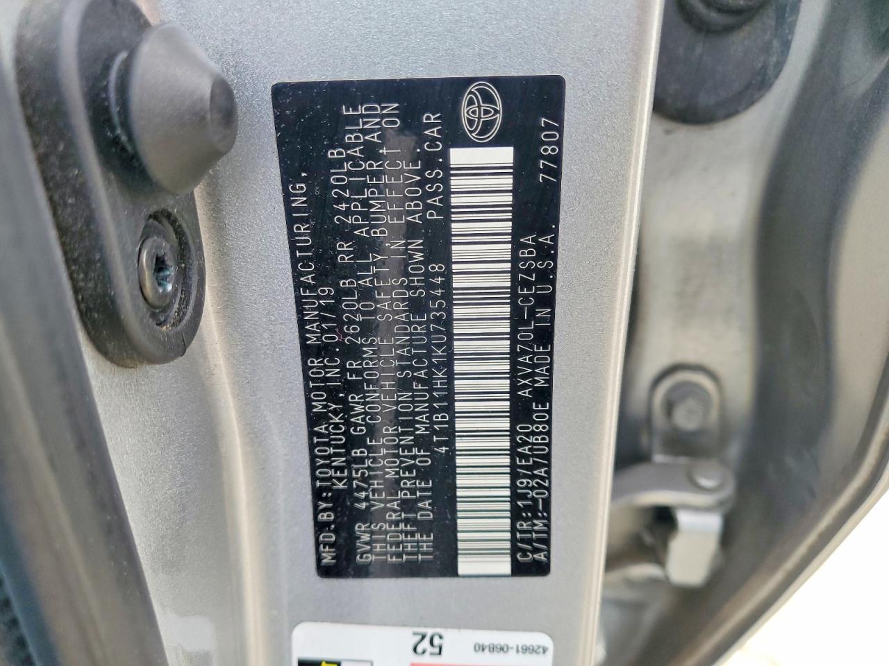2019 TOYOTA CAMRY