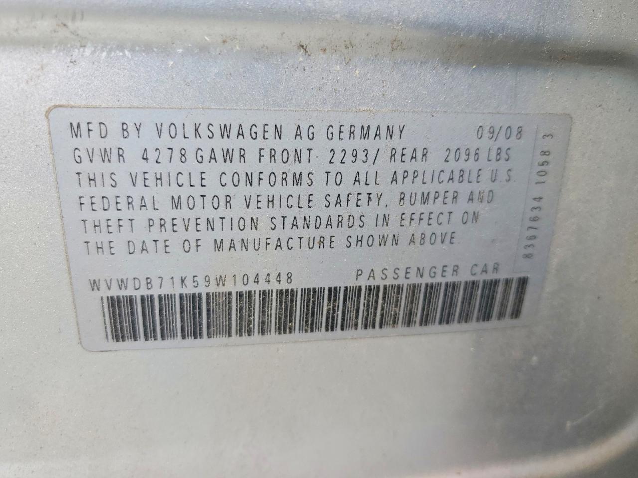 2009 VOLKSWAGEN RABBIT