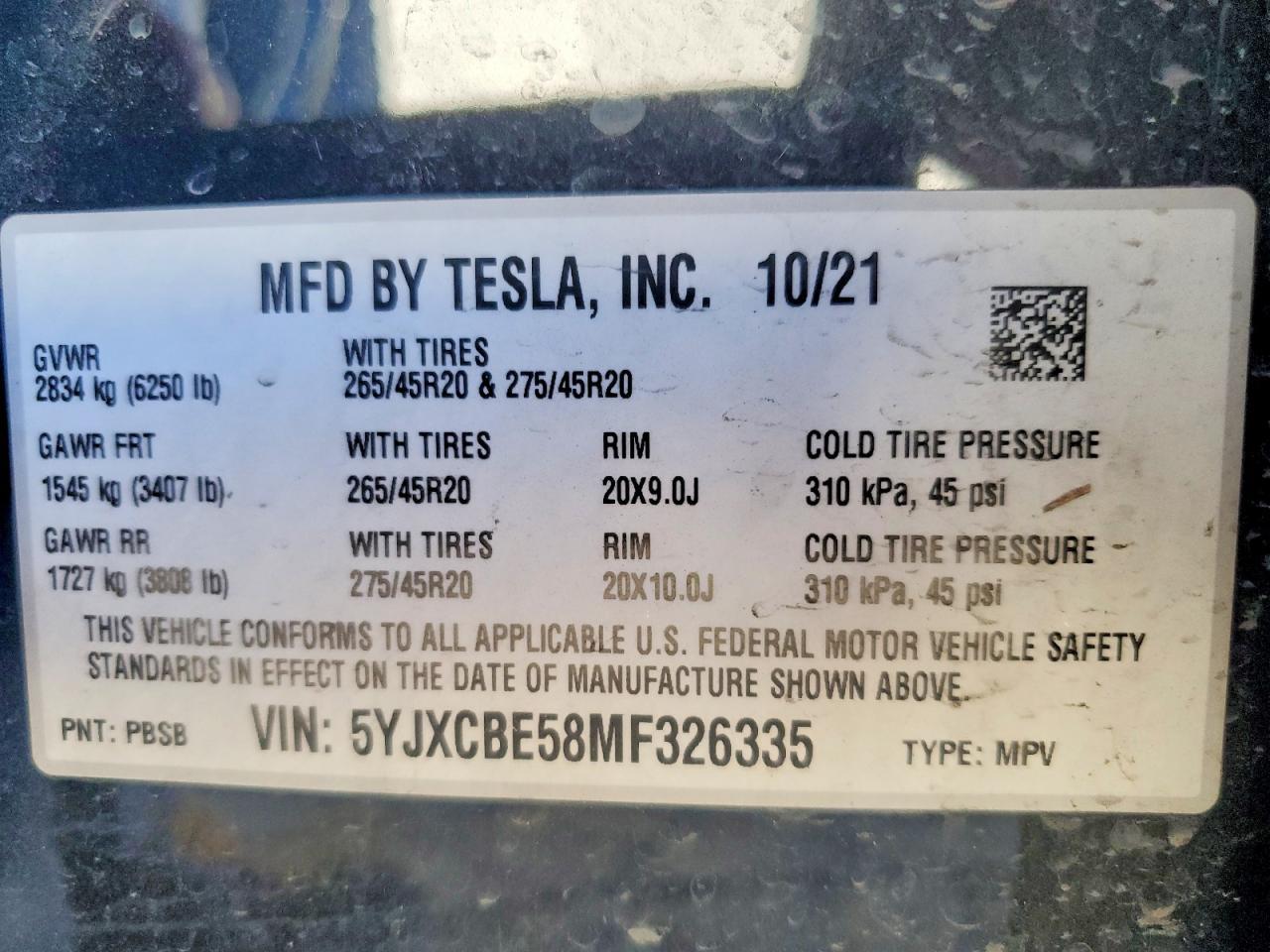 2021 TESLA MODEL X
