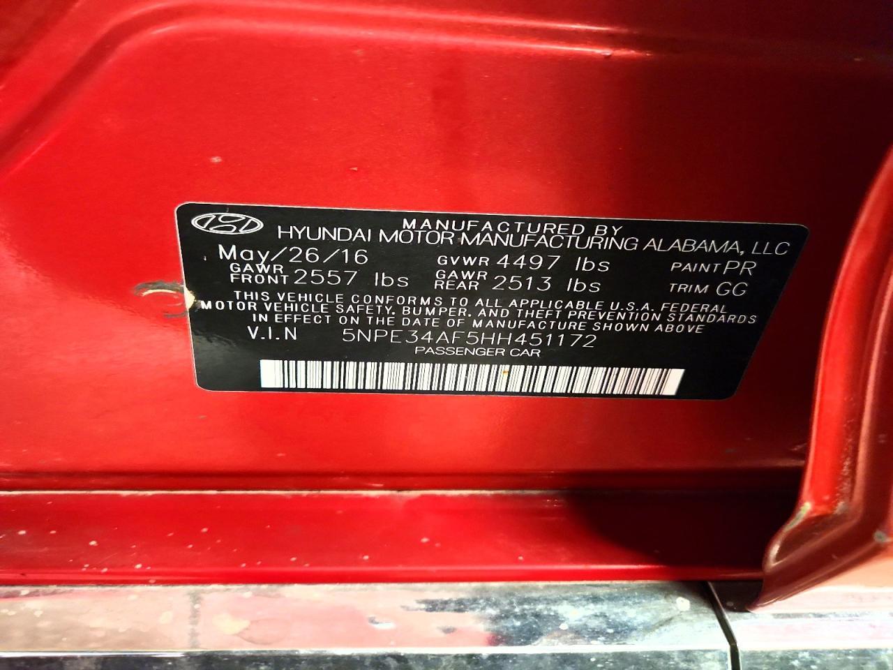 2017 HYUNDAI SONATA